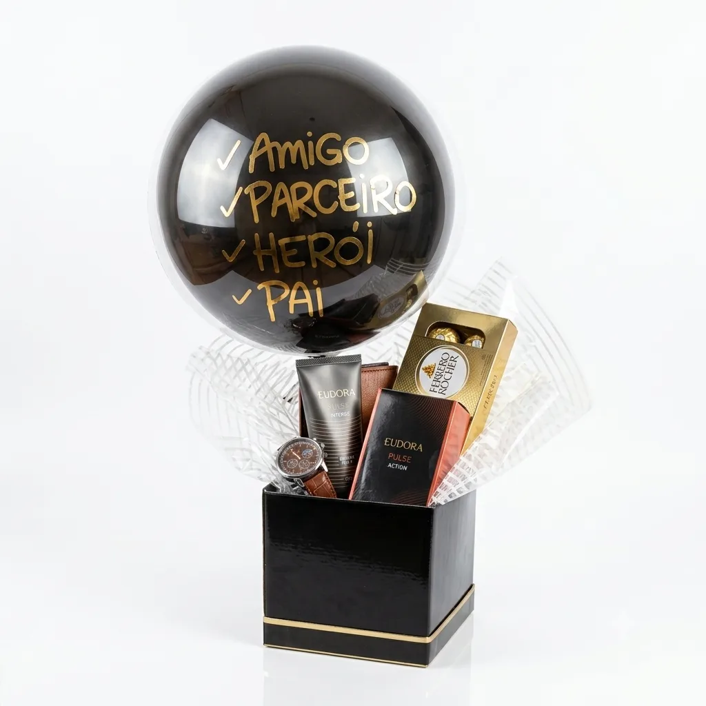 Kit Presente Pai Heroico: Perfumaria Eudora Pulse, Relógio & Chocolates Ferrero