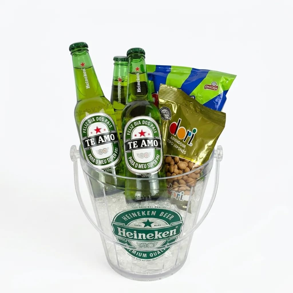 Balde de Gelo Heineken "Super Pai": Cervejas Personalizadas & Petiscos