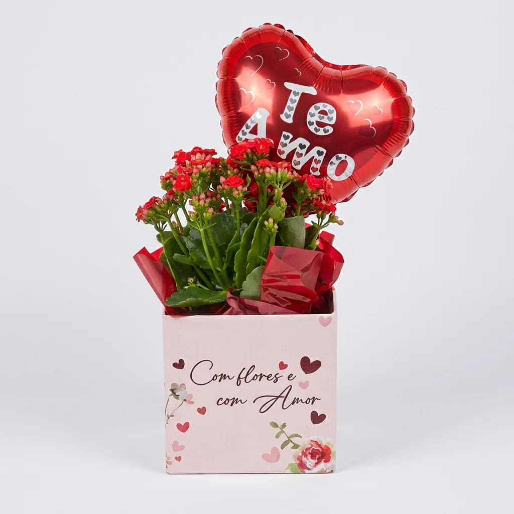 Arranjo Kalanchoe Paixão com Balão Te Amo