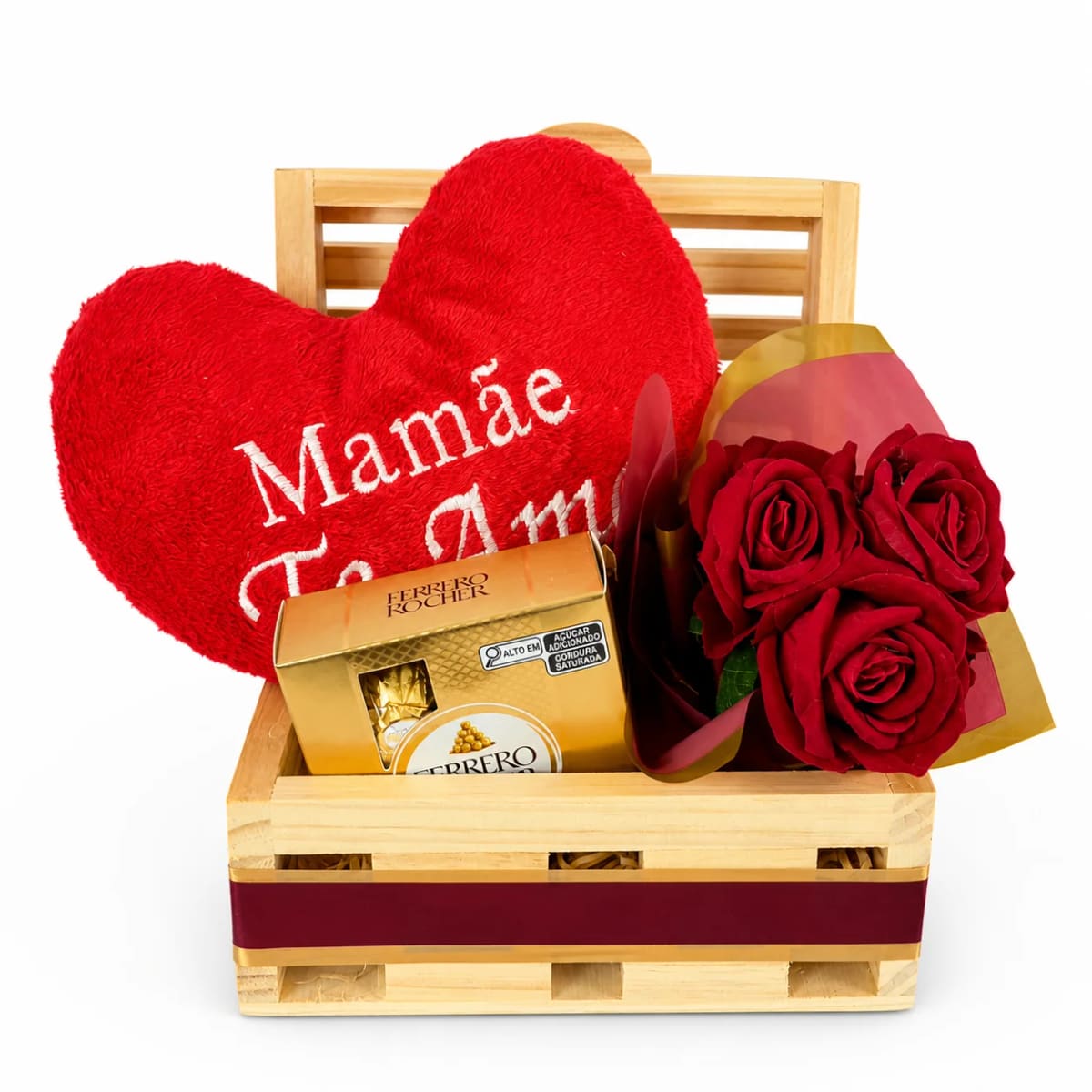 Bau Amor de Mãe com Rosas e Ferrero Rocher Dia das Mães