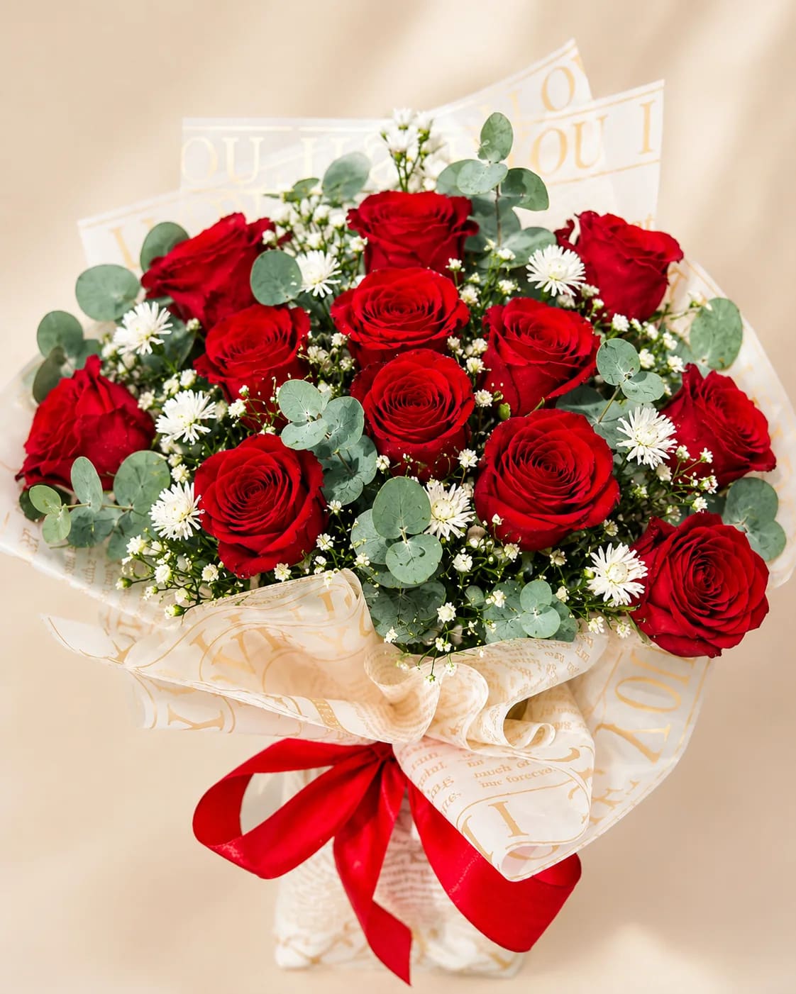 Buquê Grande 12 Rosas Vermelhas I Love You