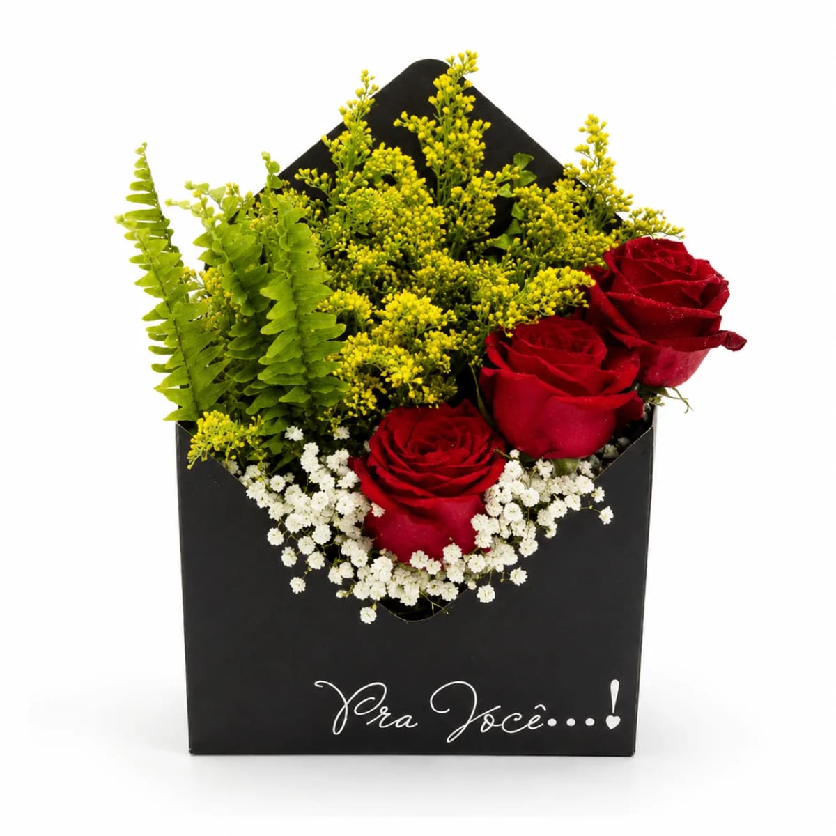 Caixa envelope Com Rosas vermelhas