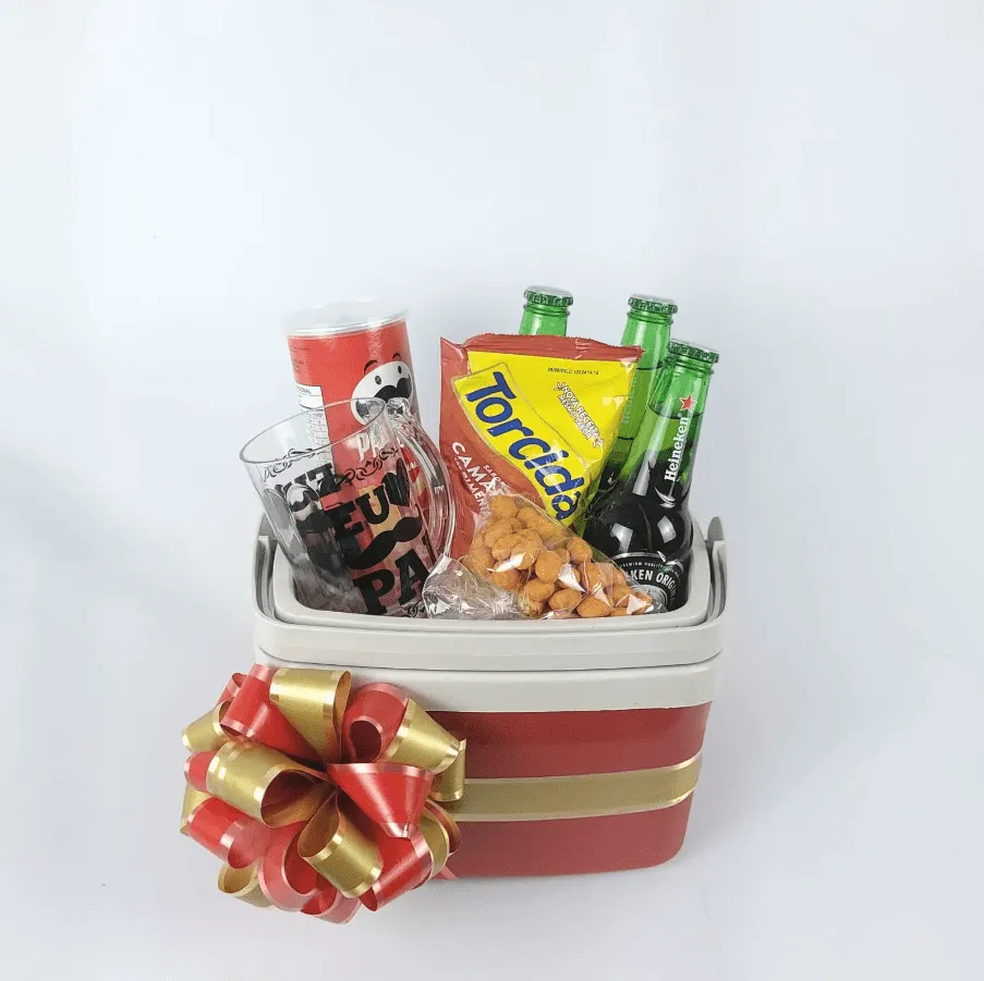 Mini cooler térmico com Bebidas e petiscos
